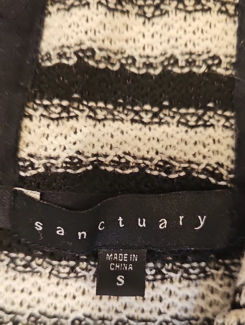 Sanctuary Black & White Striped Hooded Sleeveless Tunic